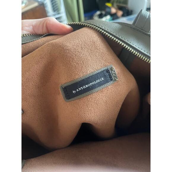 Anthropologie Vegan Leather Viola  Convertible Tote Purse and Pouch Olive Green - Picture 7 of 8